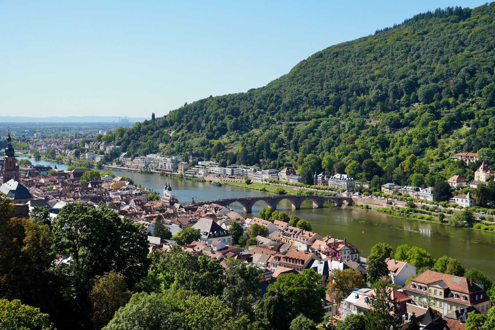 Blick über den Neckar auf die Heidelberger Altstadt und das Schloss